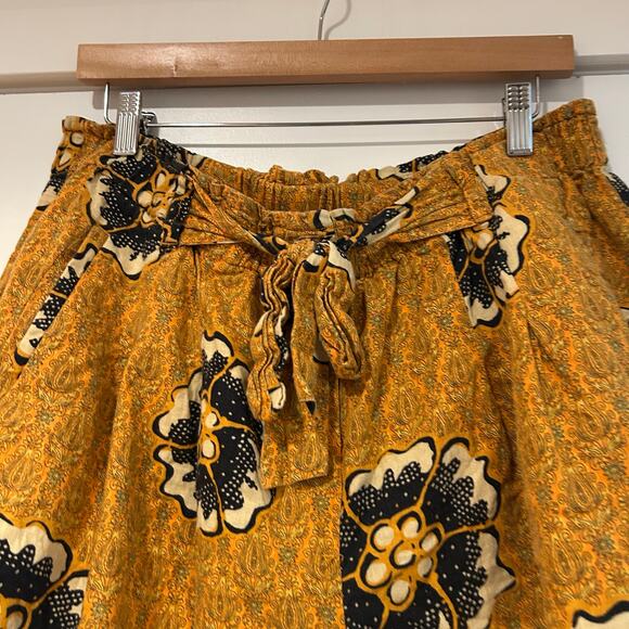 Anthropologie Kennedy Linen Shorts High Rise Women’s Large Bohemian Yellow Boho - Picture 4 of 8